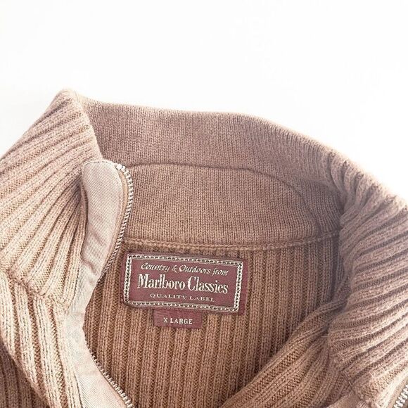 Marlboro Classics Men's Wool 1/4 Zip Pullover Sweater Brown Size XL - Picture 4 of 8